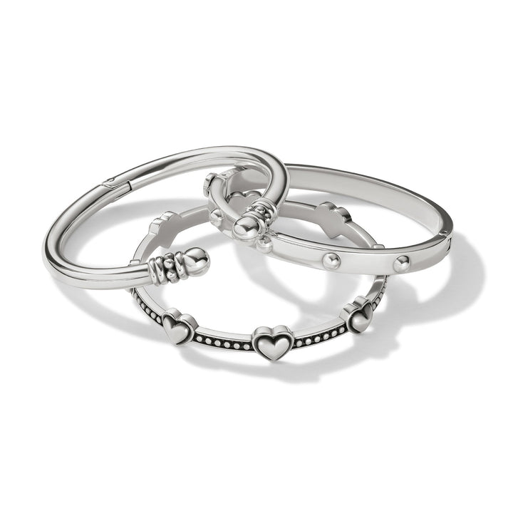 Brighton Pretty Tough Bold Petite Heart Bangle – Silver Heart Bangle Bracelet