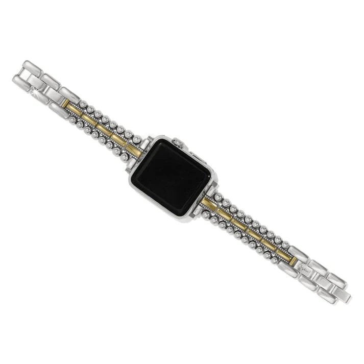 Brighton Pretty Tough Two Tone Watch Band in silver and gold featuring a studded design and fold-over clasp.