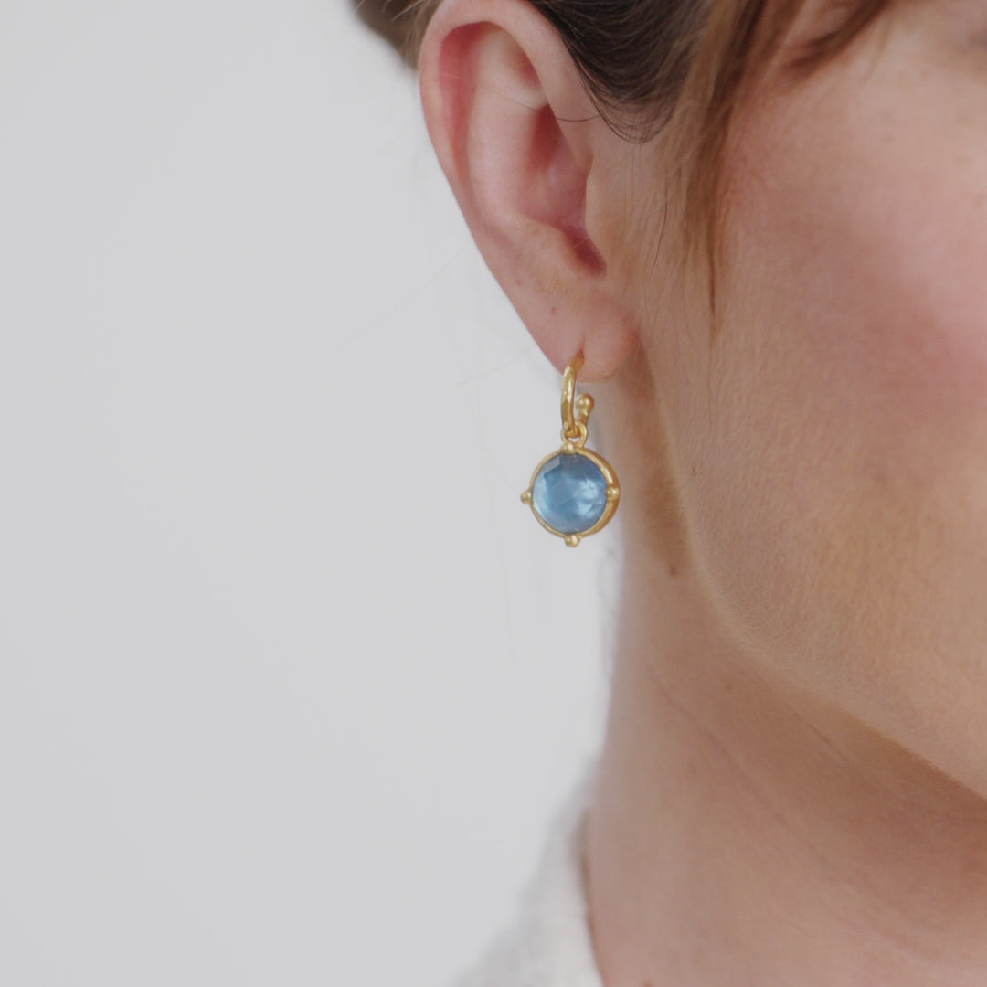 Honeybee Hoop &amp; Charm Earring - Turquoise Blue