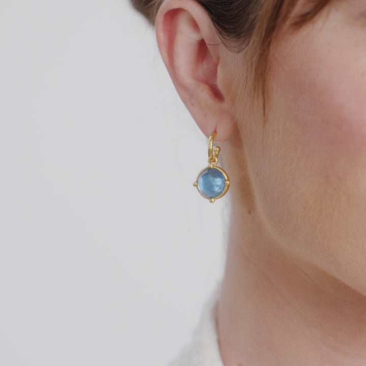 Honeybee Hoop &amp; Charm Earring - Turquoise Blue