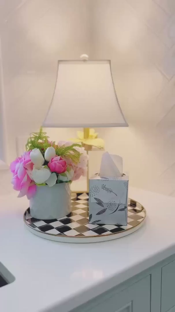 The Rosie Hand-Painted Ceramic Tissue Box Cover – Floral Decorative Tissue Vessel