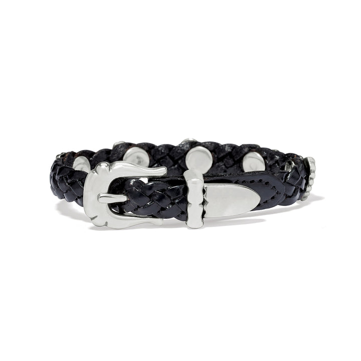 Brighton Roped Heart Braid Bandit Leather Bracelet in Black