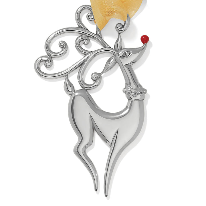 Brighton Oh Dear silver reindeer ornament angled view, keepsake holiday gift
