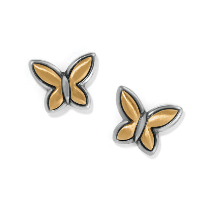 Brighton Goldie Wings Mini Post Earrings featuring a two-toned silver and gold wing design.