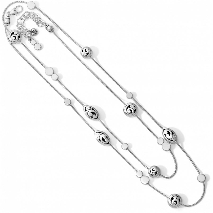 Brighton Contempo Long Necklace in silver plate featuring high-polished sculptural links.