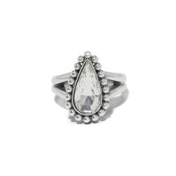 Brighton Twinkle Luxe Teardrop Ring - Silver Plated Solitaire Band