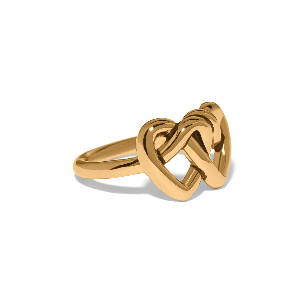Brighton Interlok Linked Hearts Gold Ring