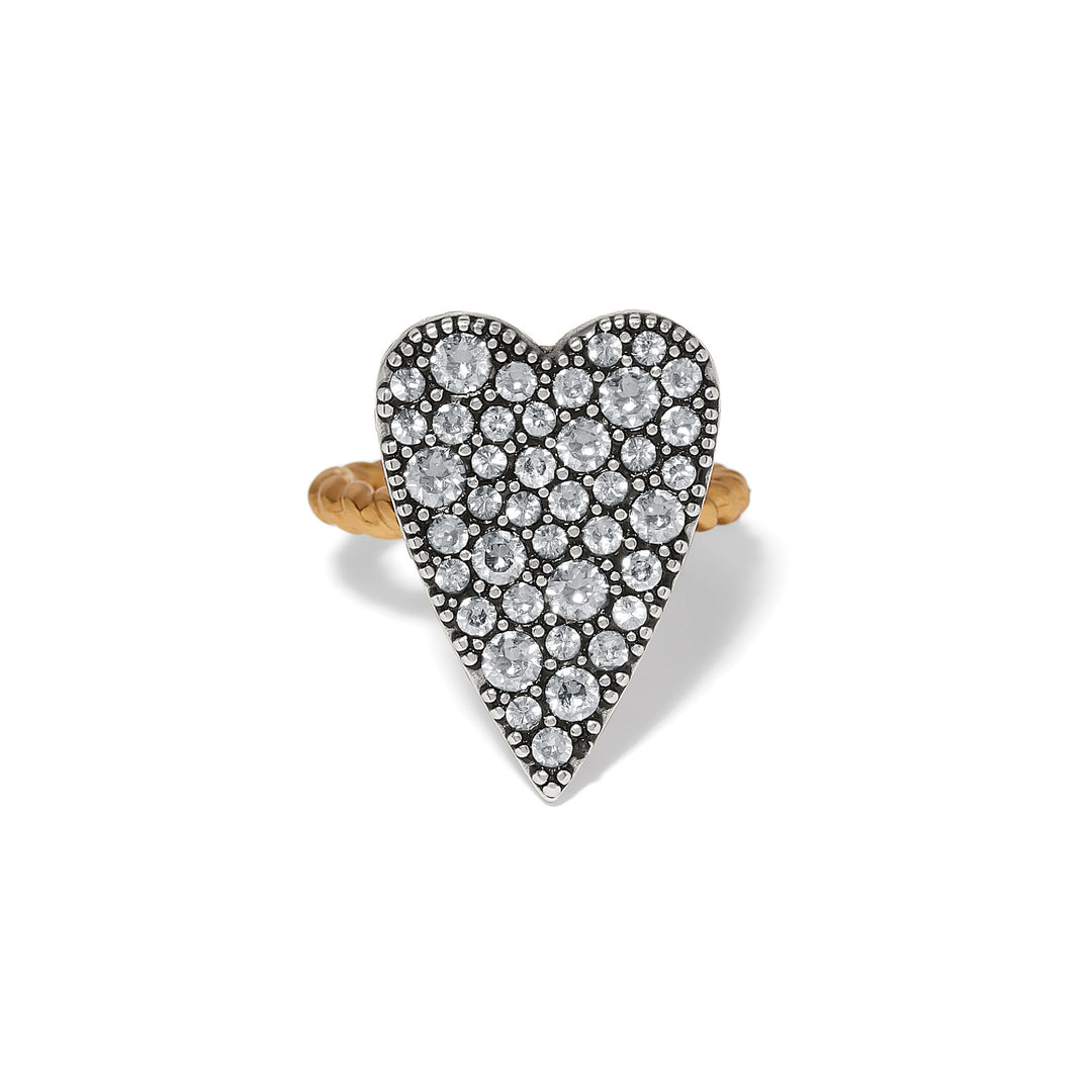 Brighton Love Messages Love Knows Crystal Ring, crystal heart ring, front view
