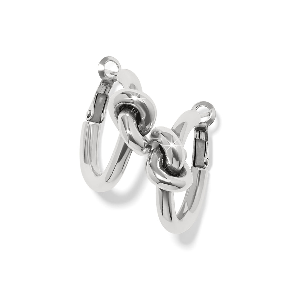 Brighton Interlok Single Knot Hoop Earrings in silver; featuring a single knot motif and lever back closure.