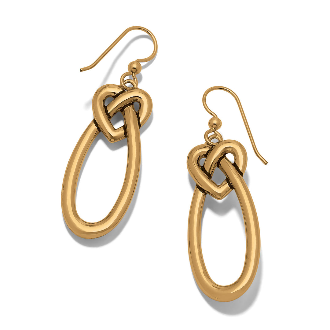 Brighton Interlok Linked Hearts Gold French Wire Earrings