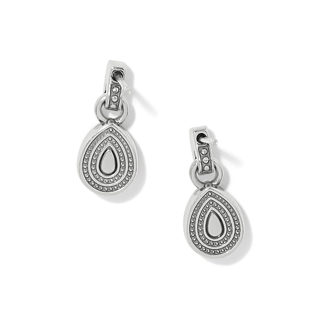 Brighton JA0376 Halo Gemma silver-plated crystal teardrop drop earrings, close-up view