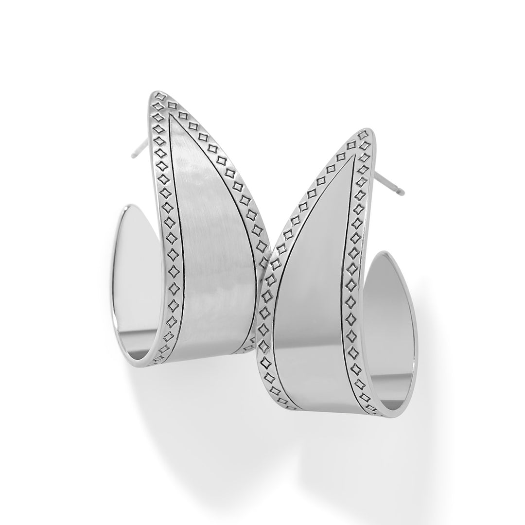 Brighton Palm Canyon Bold Silver Hoop Earrings, front view