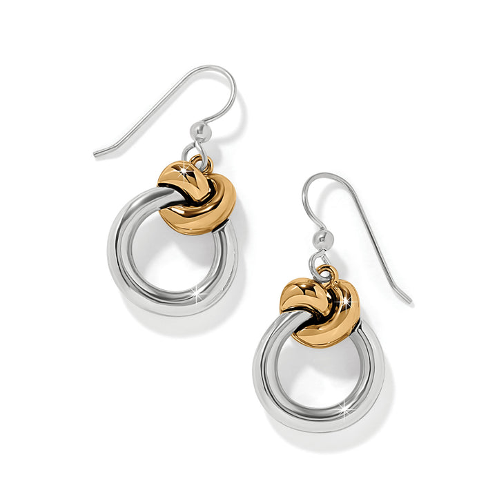 Brighton Interlok Single Knot Ring Two Tone French Wire Earrings, front view