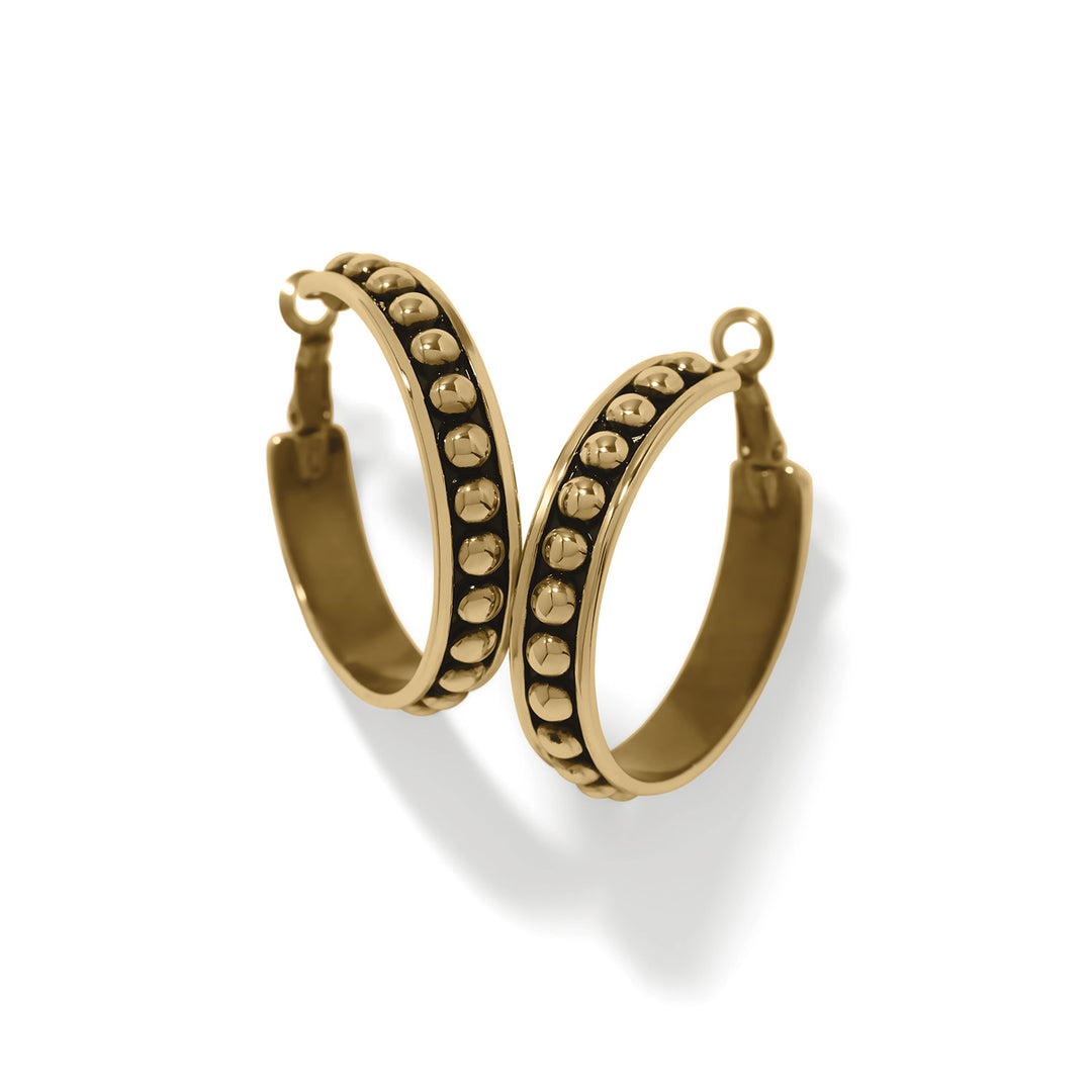Brighton Pretty Tough Stud Brass Large Hoop Earrings, studded brass hoop earrings, front view