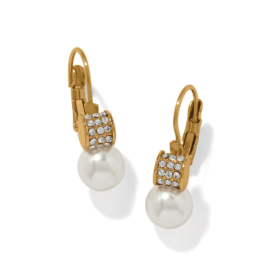 Brighton Meridian Petite Two Tone Pearl Leverback Earrings, front view