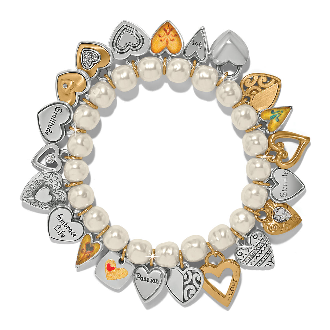 Brighton One Heart Pearl Stretch Bracelet