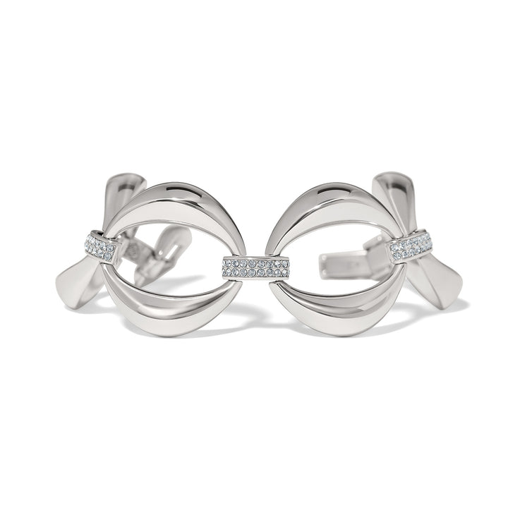 Brighton Meridian Classic Crescent Bracelet in silver with crescent links set with French pavé crystals
