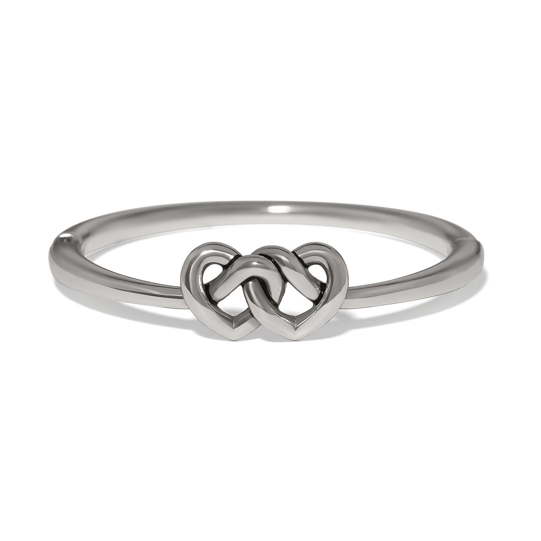 Brighton Interlok Linked Hearts Silver Hinged Bangle