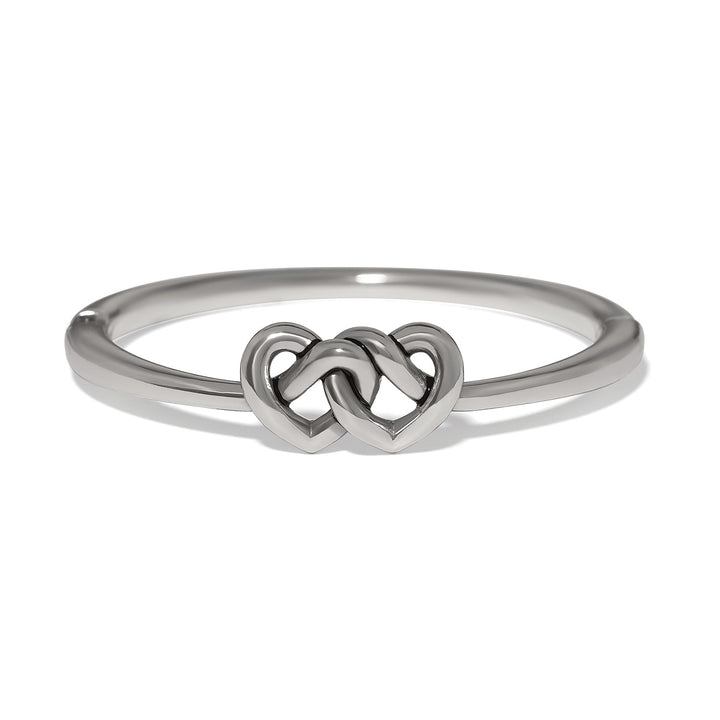 Brighton Interlok Linked Hearts Silver Hinged Bangle