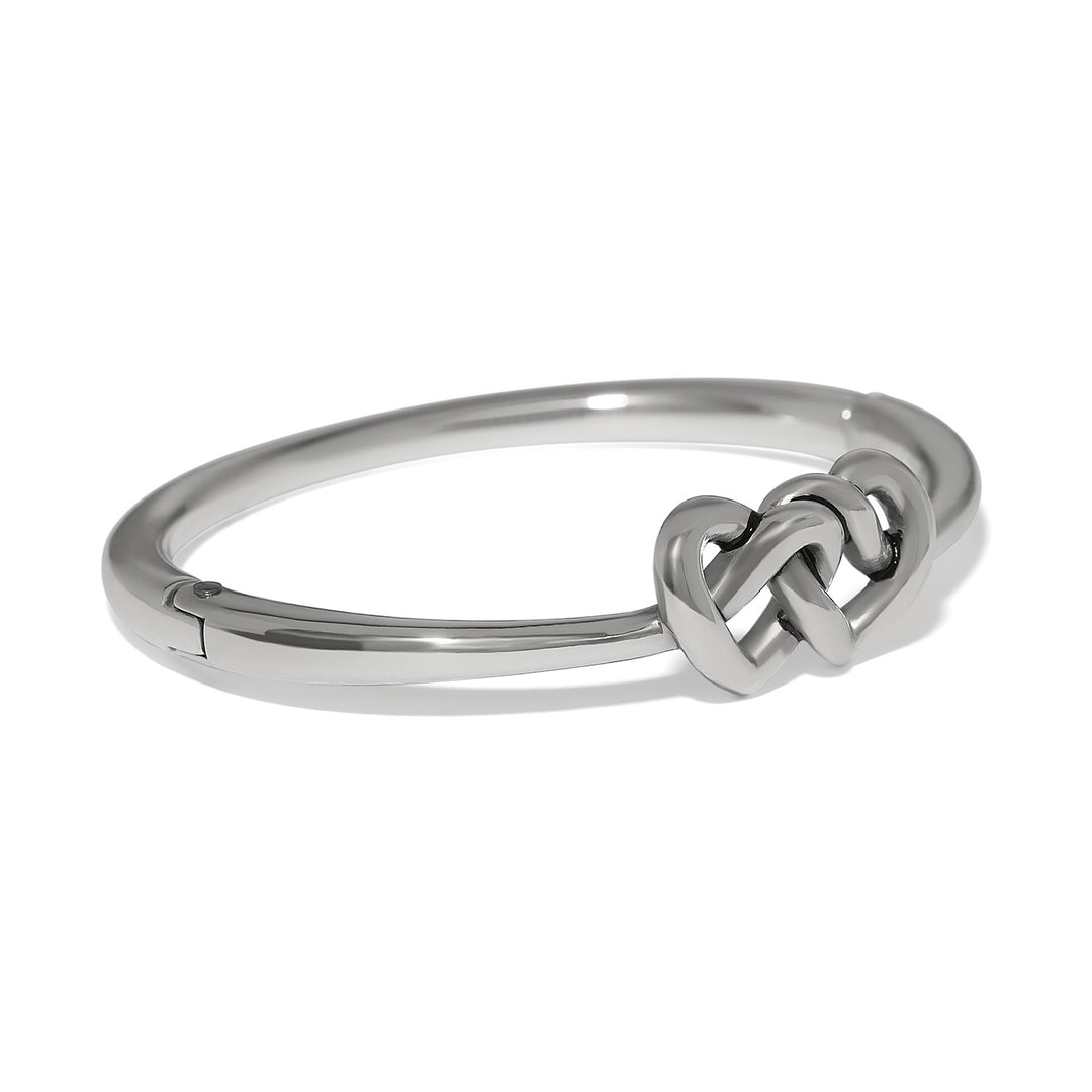 Brighton Interlok Linked Hearts Silver Hinged Bangle