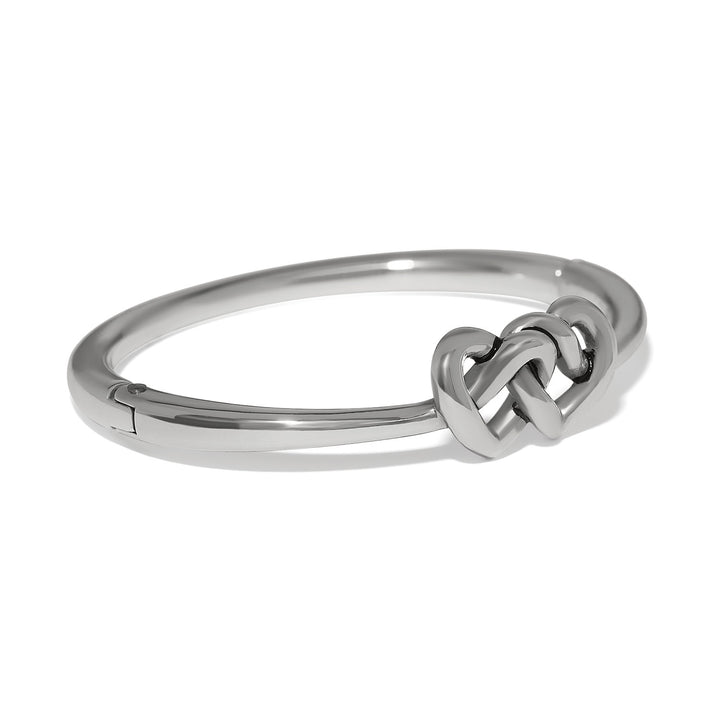 Brighton Interlok Linked Hearts Silver Hinged Bangle