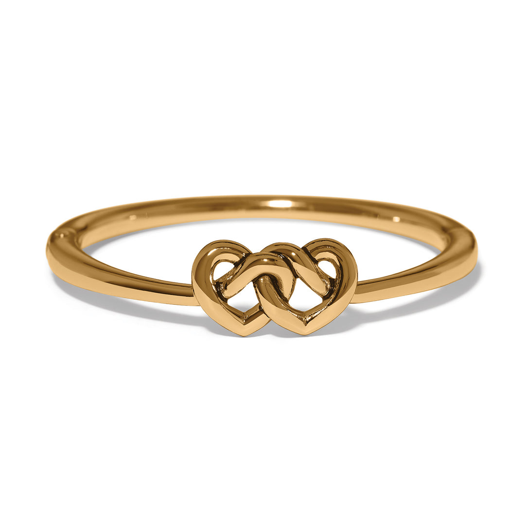 Brighton Interlok Linked Hearts Gold Hinged Bangle