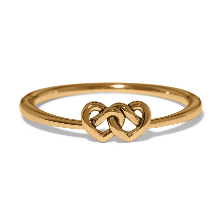 Brighton Interlok Linked Hearts Gold Hinged Bangle