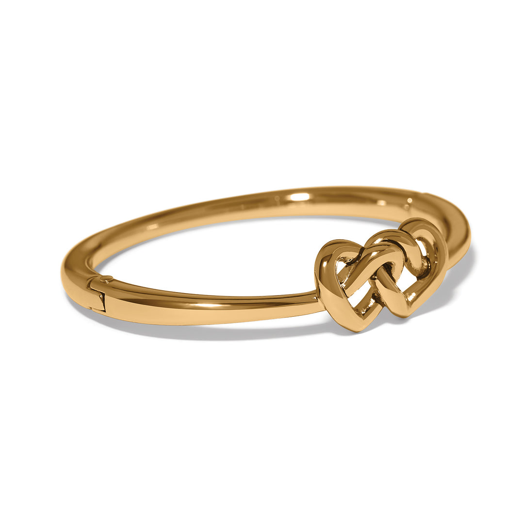 Brighton Interlok Linked Hearts Gold Hinged Bangle