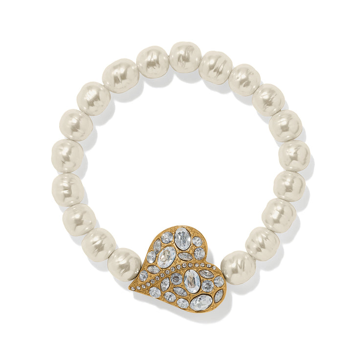 Brighton Trust Your Journey Pearl Heart Stretch Bracelet, front view