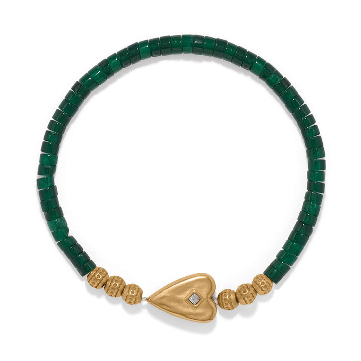 Brighton Love Messages Be Majestic Stretch Bracelet, green heart stretch bracelet, alternate view