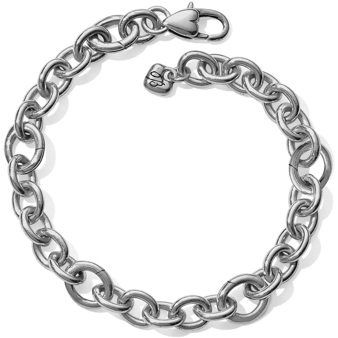 Brighton Luxe Link Charm Bracelet in silver plate showing the chunky link design and lobster claw closure.