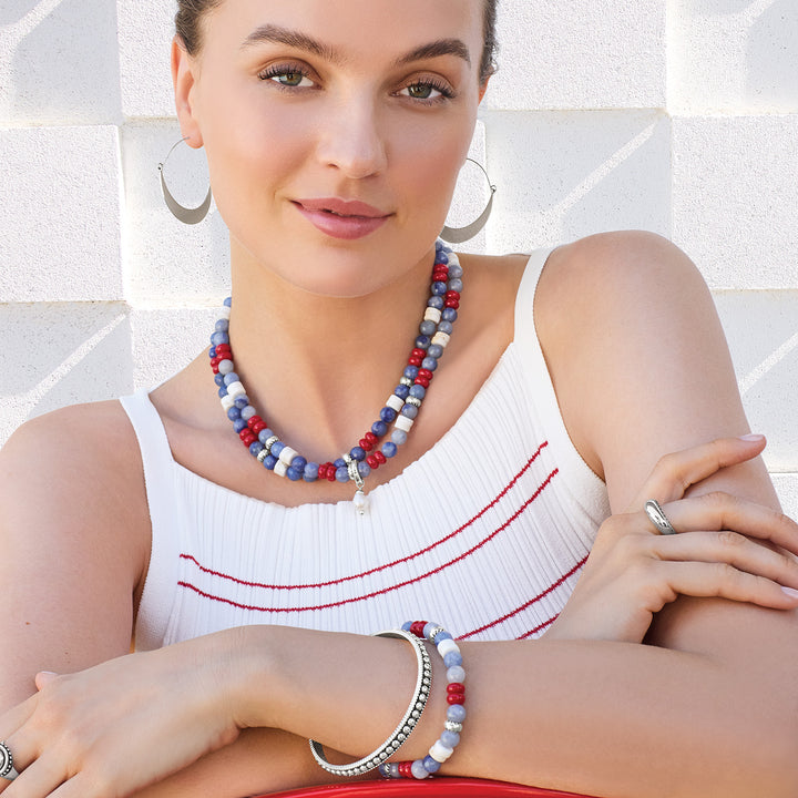 Brighton Americana Beach Pearl Charm Necklace