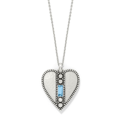Pretty Tough Gem Heart Aqua Necklace