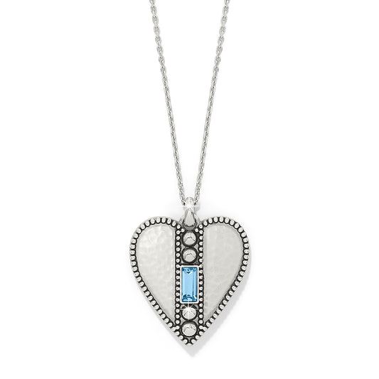 Pretty Tough Gem Heart Aqua Necklace