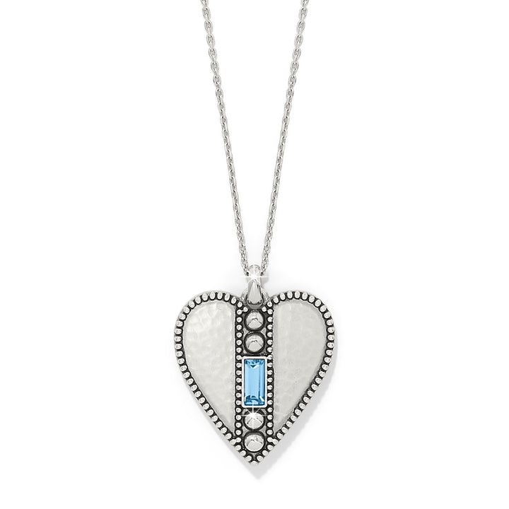 Pretty Tough Gem Heart Aqua Necklace
