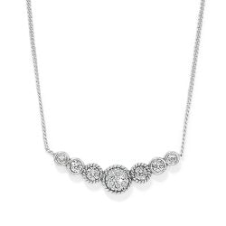 Brighton Illumina Celeste bar necklace in silver with a crystal-set curved bar on a delicate chain

Image: