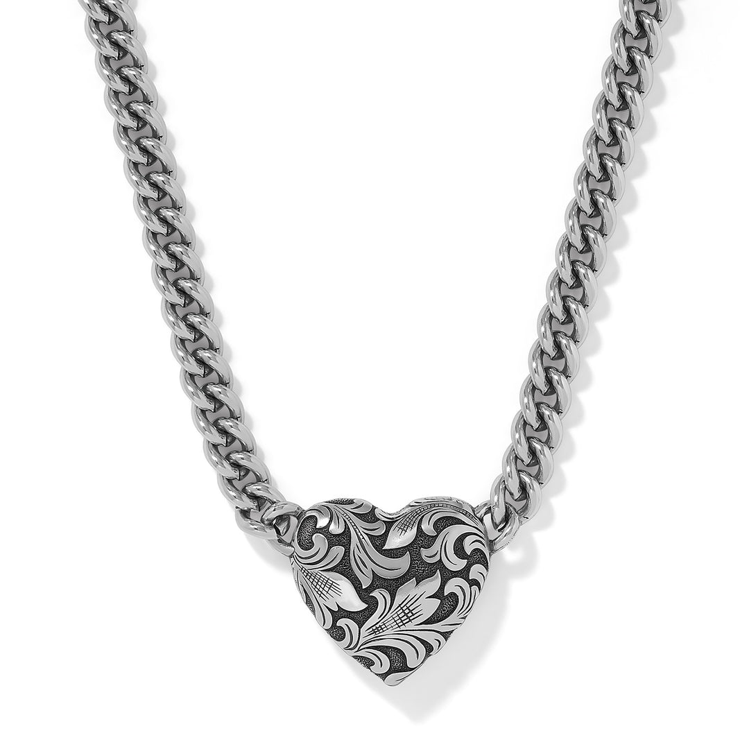 Brighton Ferrara Florentine Heart Necklace, heart pendant necklace, front view