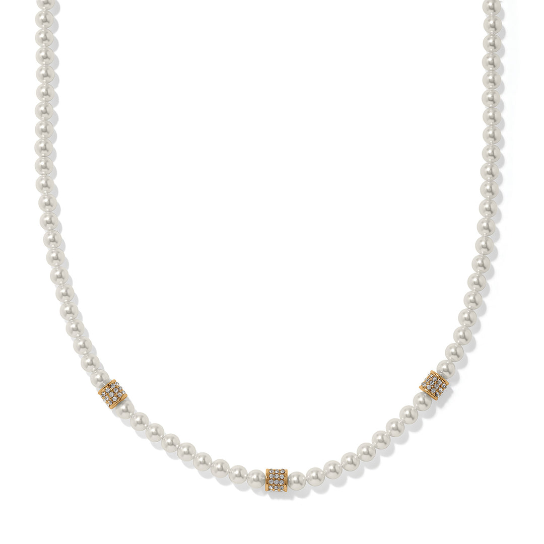 Brighton Meridian Petite Pearl Two Tone Station Necklace, front view