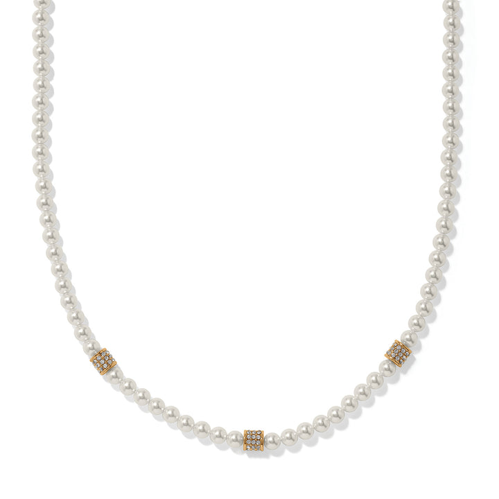 Brighton Meridian Petite Pearl Two Tone Station Necklace, front view