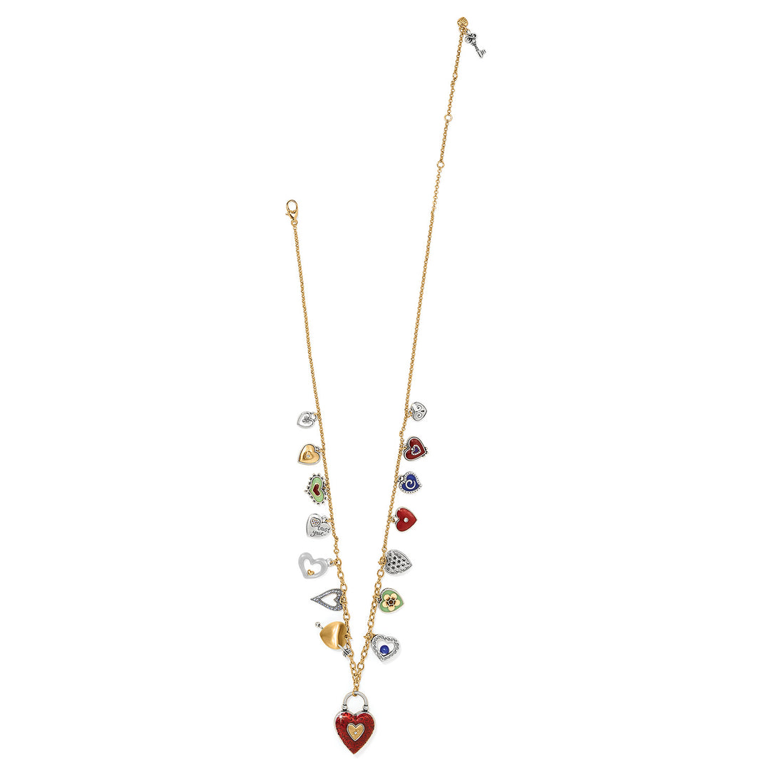 Brighton One Heart Long Necklace - Two-Tone Heritage Hearts