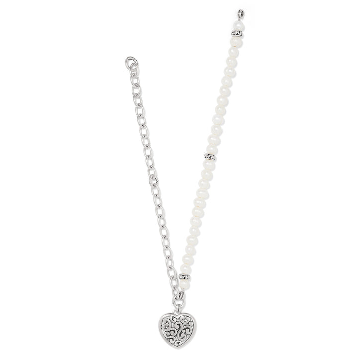 Brighton Contempo Heart Pearl Charm Necklace - Freshwater Pearl Station