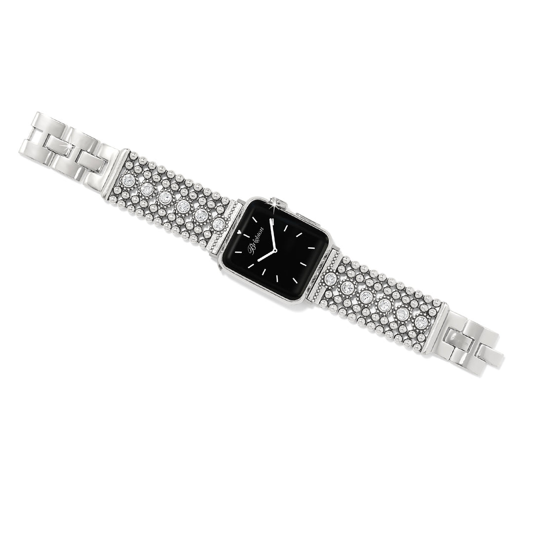 Close-up of the crystal detailing on the Twinkle Link band showing the high-polished silver finish.