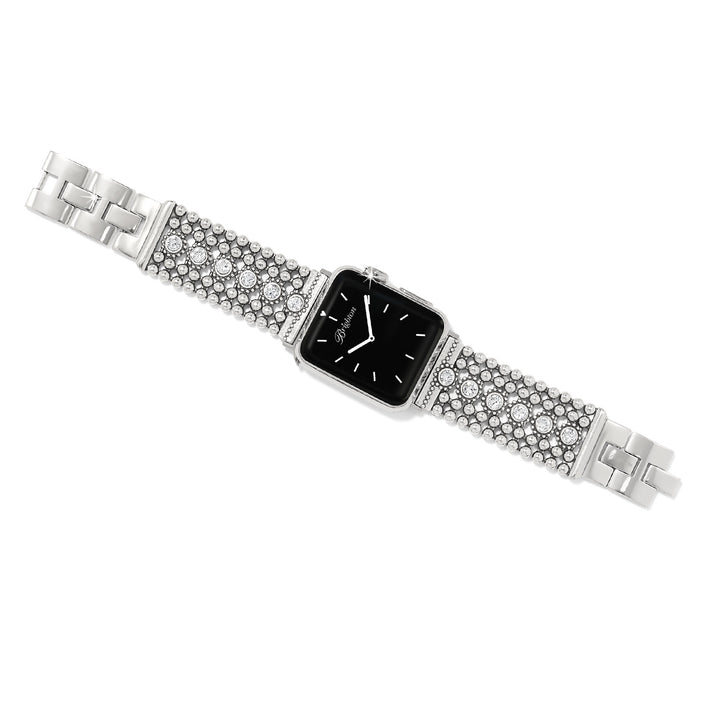 Close-up of the crystal detailing on the Twinkle Link band showing the high-polished silver finish.