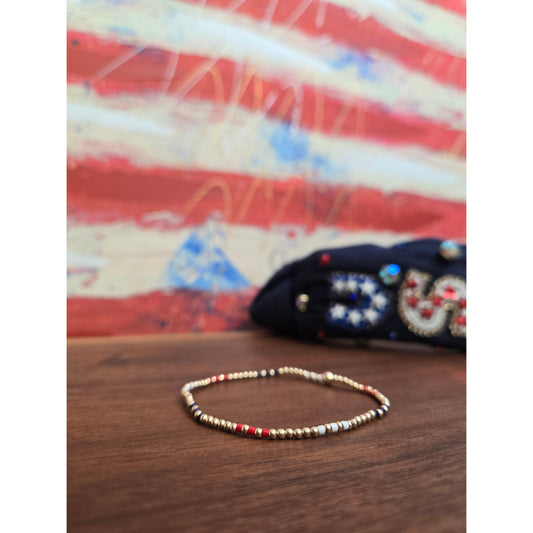 Hope Joy Pattern 2mm Bead Bracelet - Firecracker