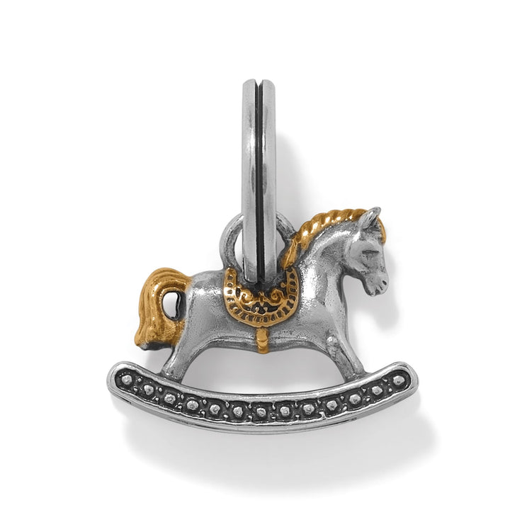 Brighton Rocking Horse Christmas Charm in silver and gold