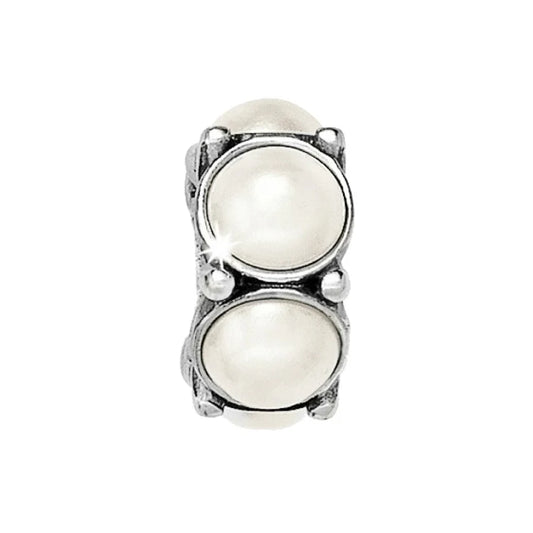 Brighton Roundabout Bead featuring multi-faceted black crystals set in a round silver-plated charm setting.