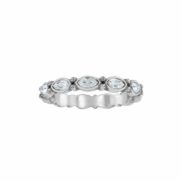 Brighton Scalloped Stack Ring – Silver Stackable Ring with Stone Accents Sizes 5-10