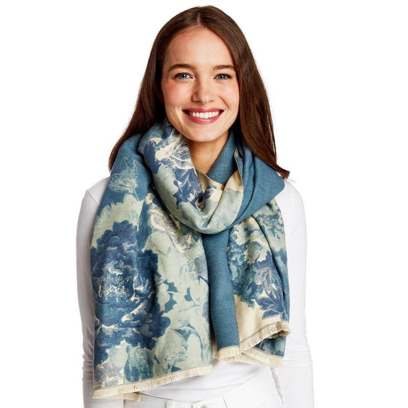 Gallery Floral Motif Double Sided Softer than Cashmere Shawl - Acrylic