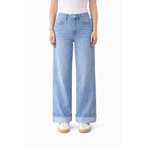 1822 Denim 30" Mid-Rise Roll Cuff Wide Leg Jean - Kitty Hawk