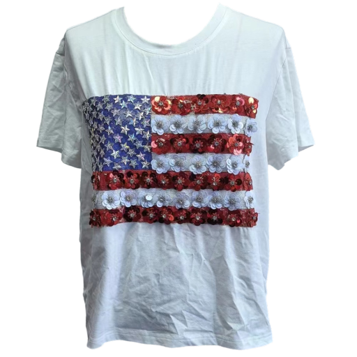 White Flower American Flag Tee